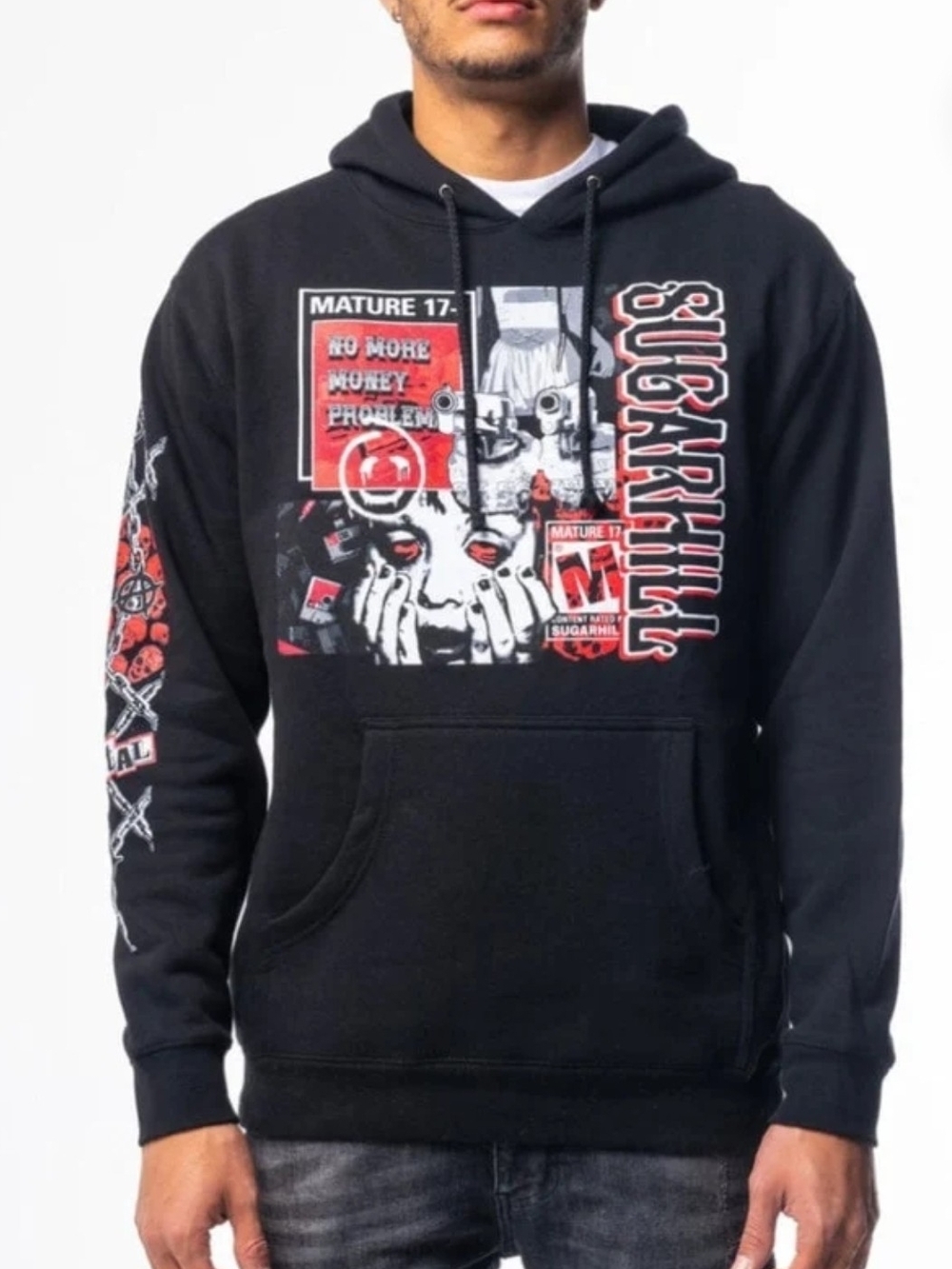 SUGARHILL “No More Money Problems” Graphic Hoodie – Black – Brand New